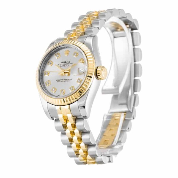 Rolex-Datejust-Silver-Diamond-Replica-Left.jpg Rolex Datejust 179173 Yellow Gold & Diamond Silver Dial Replica