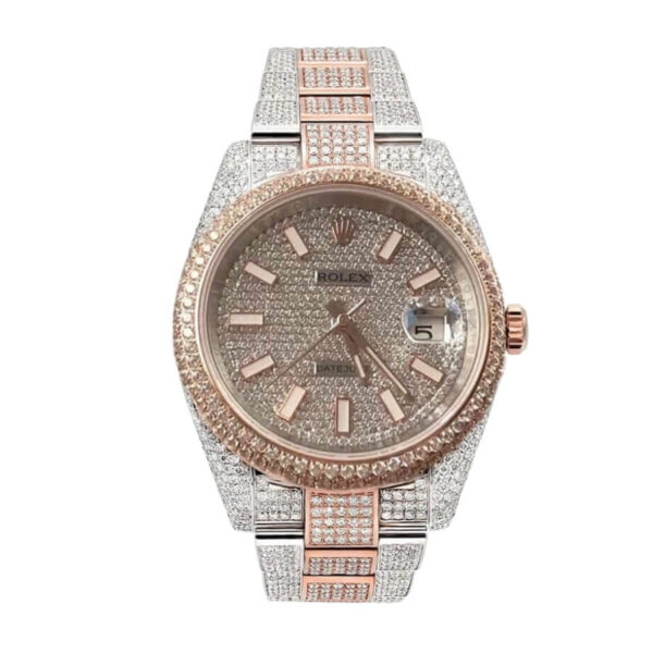 fully-iced-out-rolex-replica-5.jpg Rolex Datejust Two Tone Jubilee Fully Iced Out 126303 Replica