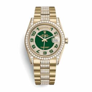 rolex-1-1-1.jpg Rolex Datejust Yellow Gold Green Dial Iced out 118348 Replica