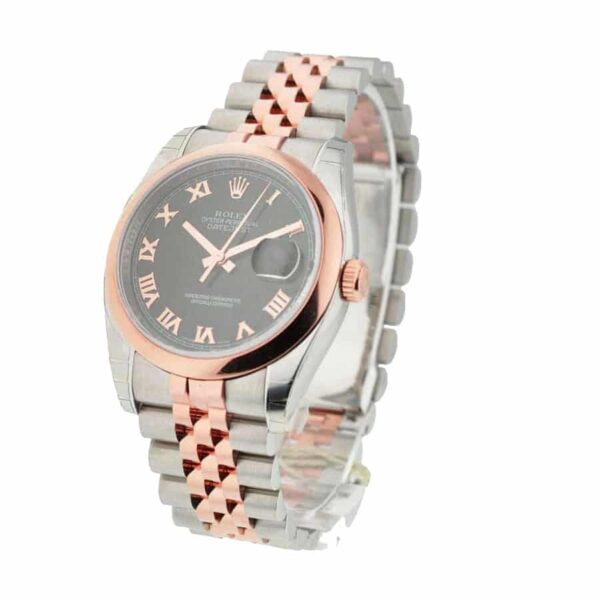 rolex-datejust-116201-rose-gold-steel-black-dial-jubilee-replica.jpg Rolex Datejust 116201 Roman Numeral Black Dial Replica