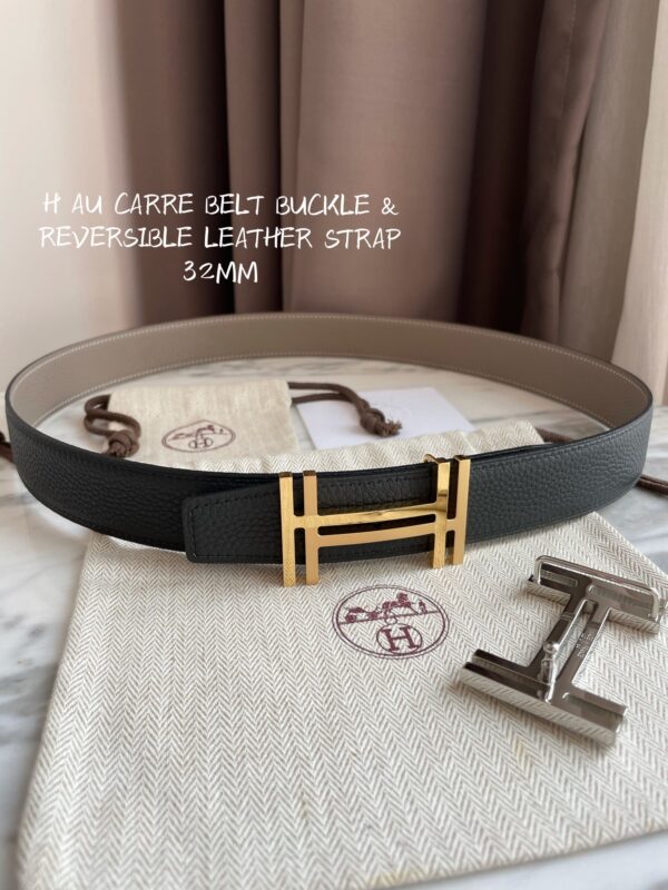 Hermes-H AU CARRE BELT BUCKLE & REVERSIBLE LEATHER STRAP