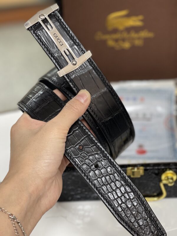 13406028186310405 Gucci Crocodile Belly Boned Leather Seamless Belt