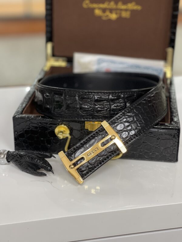 13406028190117761 Gucci Crocodile Belly Boned Leather Seamless Belt