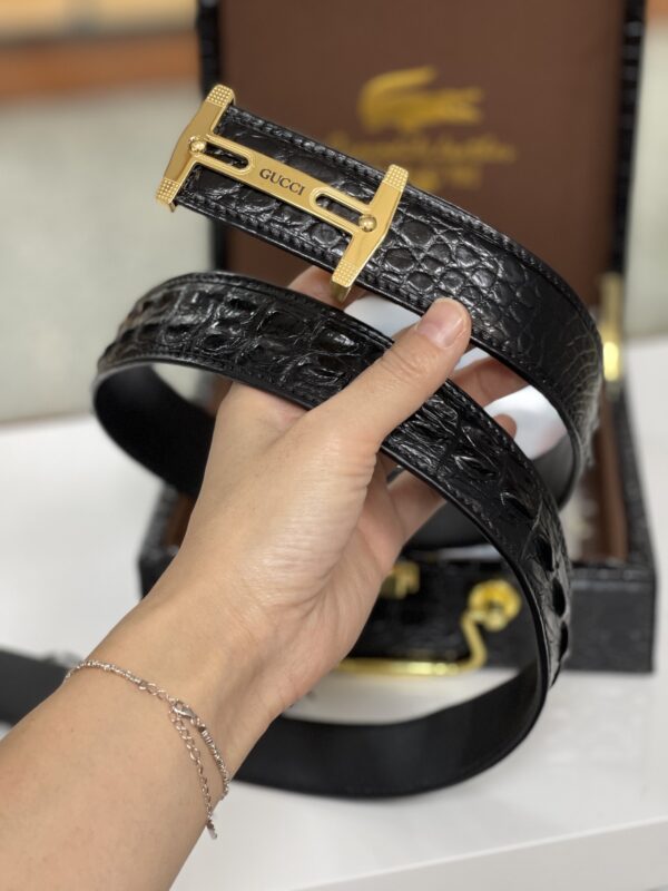 13406028190998065 Gucci Crocodile Belly Boned Leather Seamless Belt