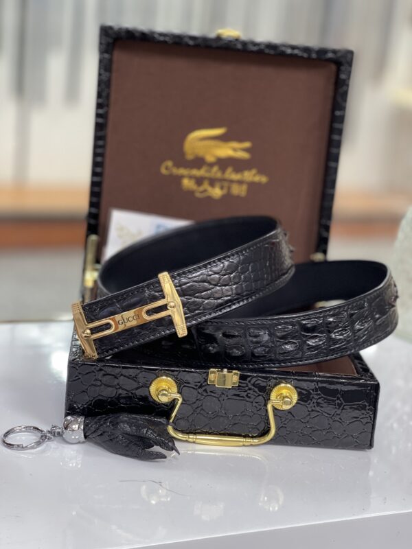 13406028191903232 Gucci Crocodile Belly Boned Leather Seamless Belt