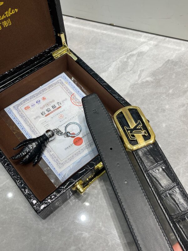 LV Genuine Crocodile Belly Bone Leather Seamless Belt