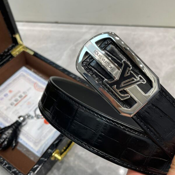 LV Genuine Crocodile Belly Bone Leather Seamless Belt