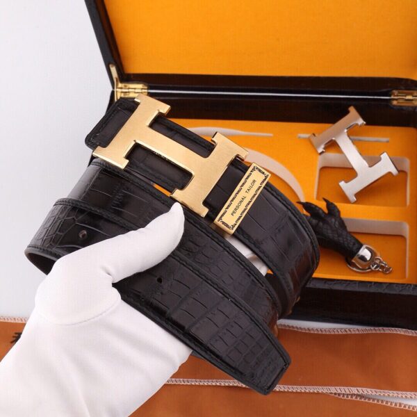 13406031950163396 Replica Hermès Crocodile Leather Double-buckle Belt