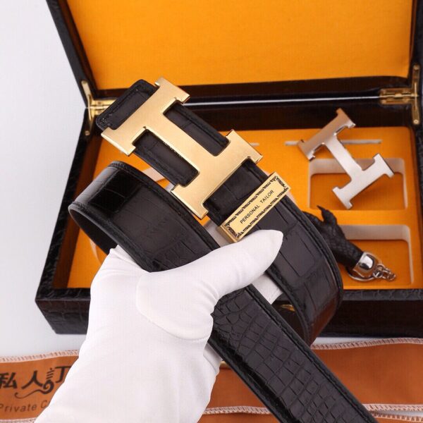 13406031956581079 Replica Hermès Crocodile Leather Double-buckle Belt
