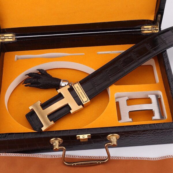 13406031957758202 Replica Hermès Crocodile Leather Double-buckle Belt