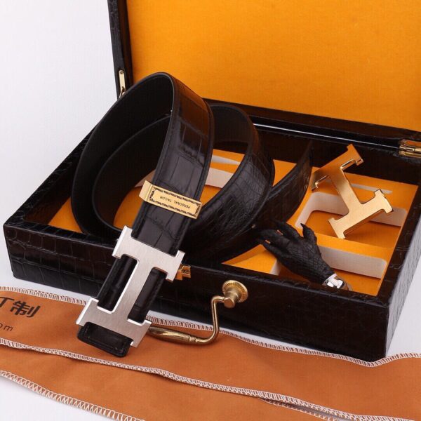 13406031959588008 Replica Hermès Crocodile Leather Double-buckle Belt