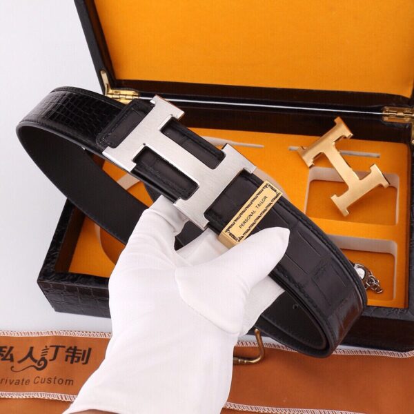 13406031960459507 Replica Hermès Crocodile Leather Double-buckle Belt
