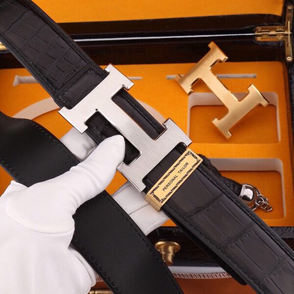 13406031961277400 Replica Hermès Crocodile Leather Double-buckle Belt