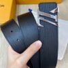 Replica LV top-grain corrugated cowhide leather belt