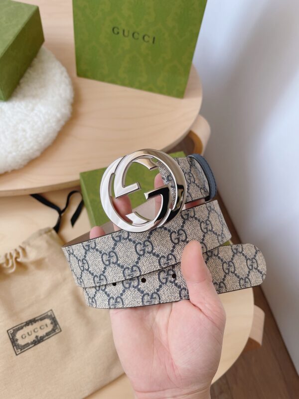 Replica Gucci Supreme Canvas and Black Leather Belt