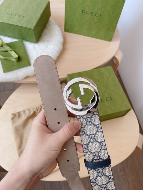 Replica Gucci Supreme Canvas and Black Leather Belt