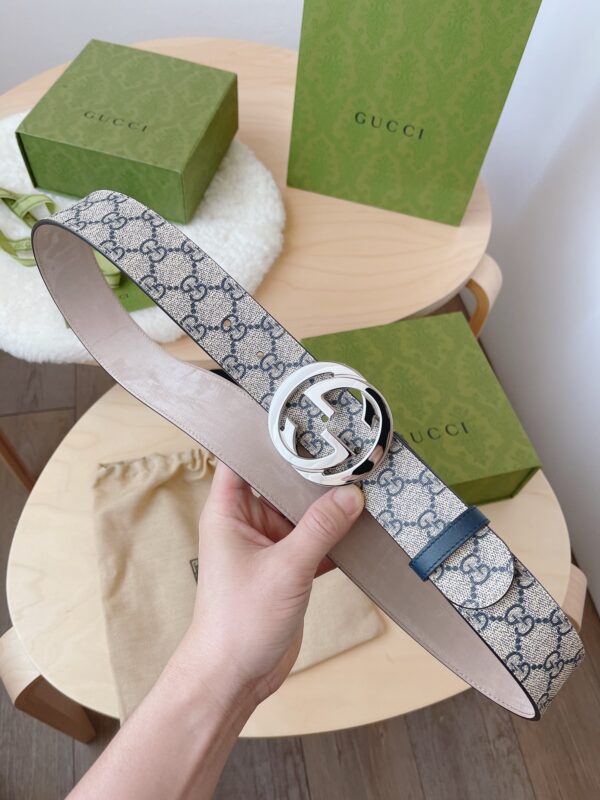 Replica Gucci Supreme Canvas and Black Leather Belt