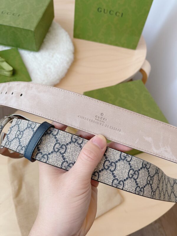 Replica Gucci Supreme Canvas and Black Leather Belt