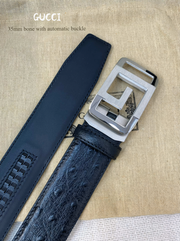 Replica GUCCI Leather Belt With Ostrich Pattern