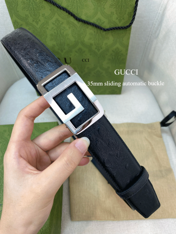 Replica GUCCI Leather Belt With Ostrich Pattern