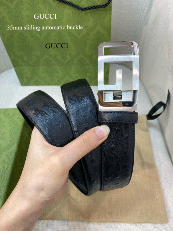 Replica GUCCI Leather Belt With Ostrich Pattern
