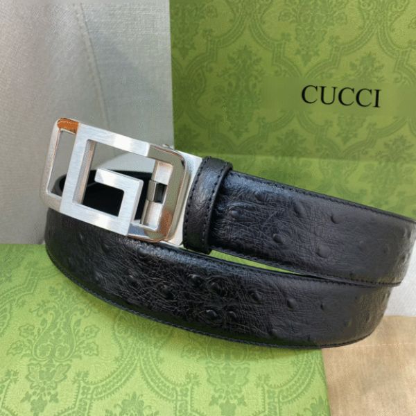 Replica GUCCI Leather Belt With Ostrich Pattern