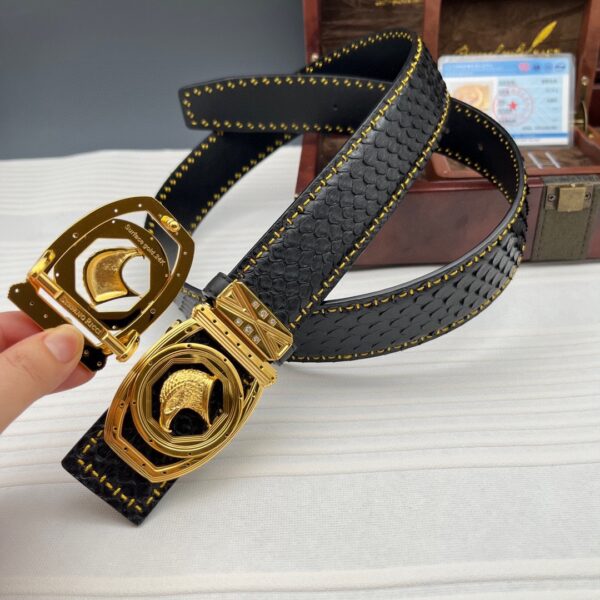 Stefano 24k Gold-Plated Python Leather Belt Replica