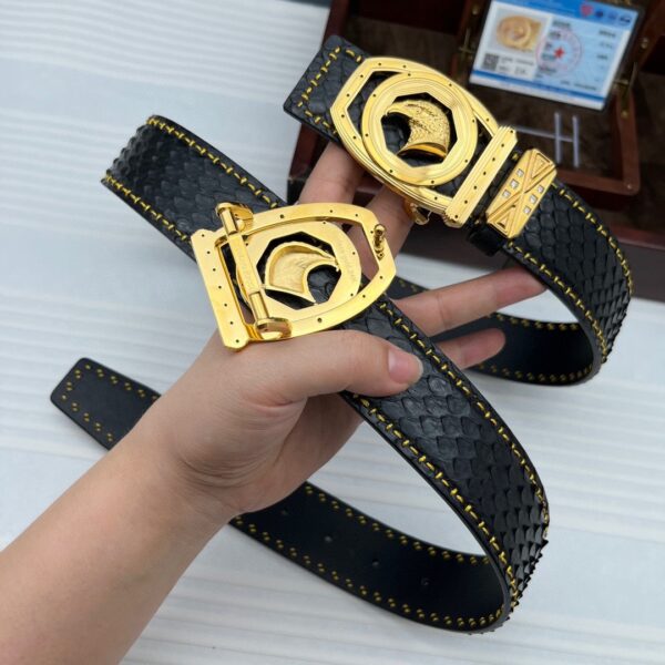 Stefano 24k Gold-Plated Python Leather Belt Replica