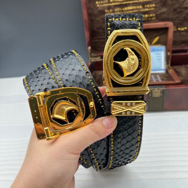 Stefano 24k Gold-Plated Python Leather Belt Replica