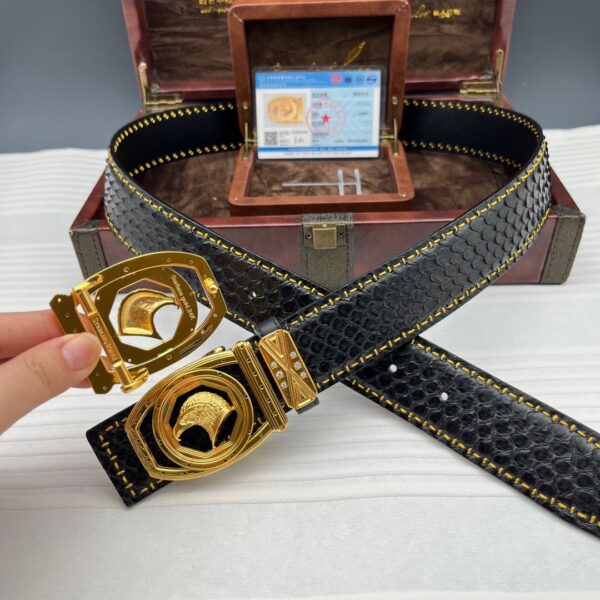 Stefano 24k Gold-Plated Python Leather Belt Replica
