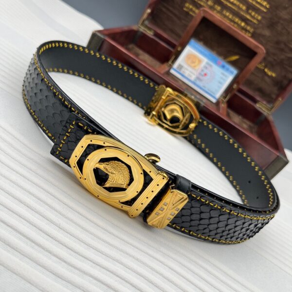 Stefano 24k Gold-Plated Python Leather Belt Replica