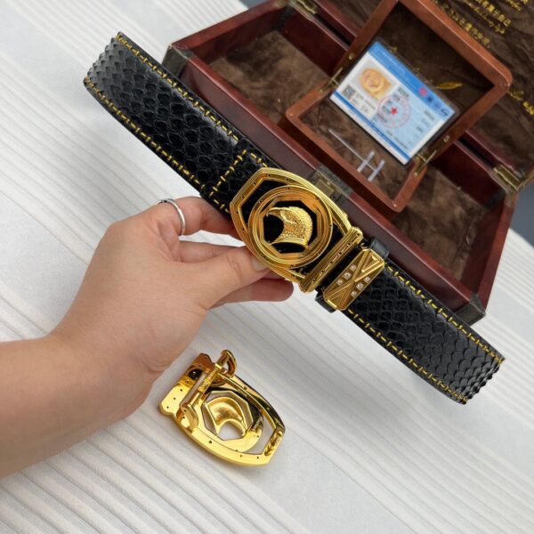 Stefano 24k Gold-Plated Python Leather Belt Replica