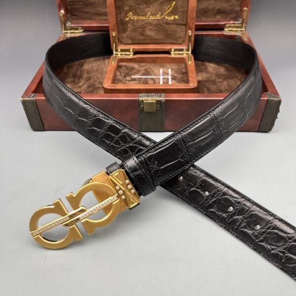 Ferragamo Water-Dyed Matte Crocodile Belt Replica