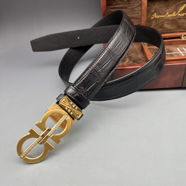 Ferragamo Water-Dyed Matte Crocodile Belt Replica