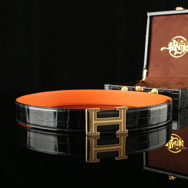 Hermes Crocodile Leather Belt Replica