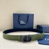 Dior Reversible Grey Grain Leather Belt Replica