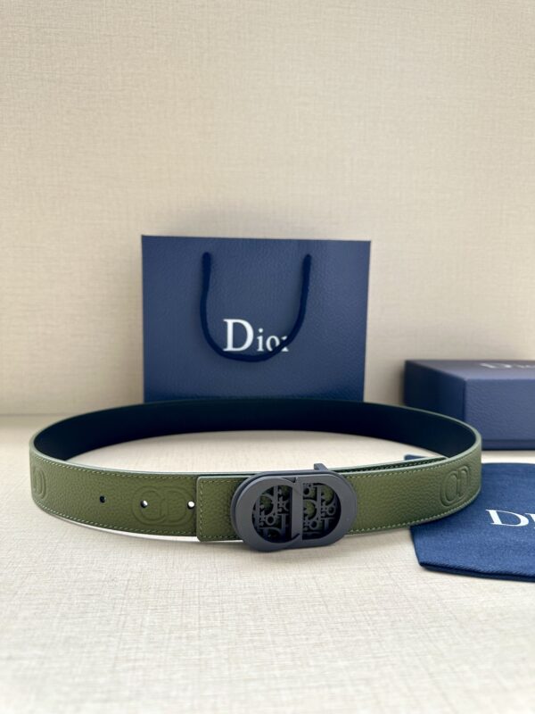 Dior Reversible Grey Grain Leather Belt Replica