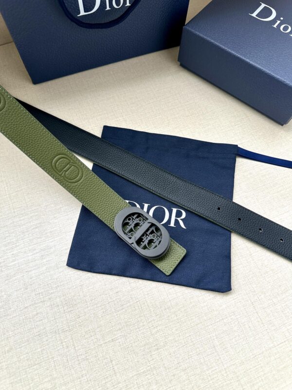 Dior Reversible Grey Grain Leather Belt Replica