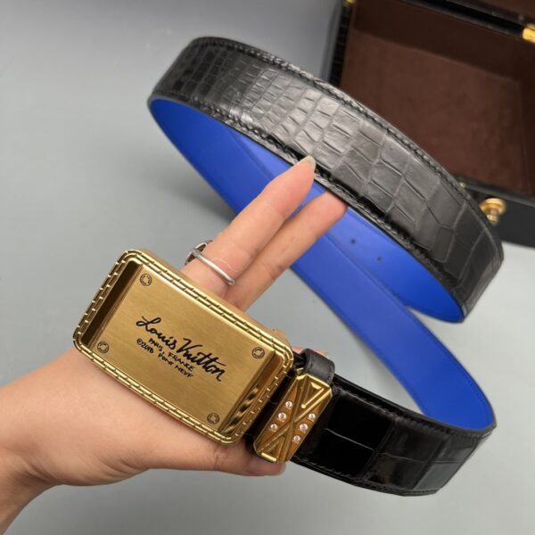 13406982659591291 Louis Vuitton Two-Tone Alligator Leather Belt Replica