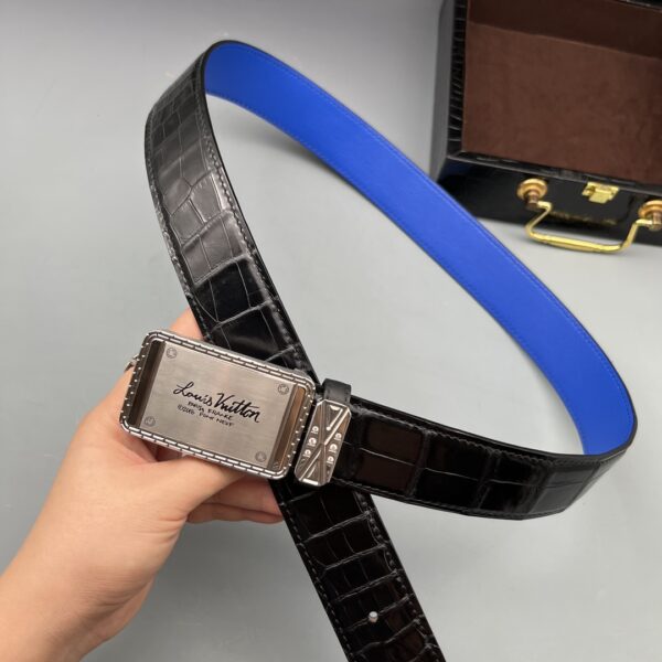13406982666851576 Louis Vuitton Two-Tone Alligator Leather Belt Replica