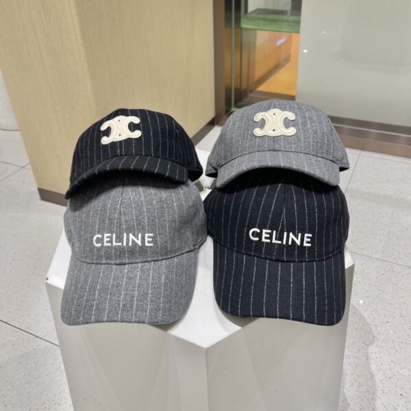 Celine Original Wool Striped Baseball Cap