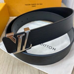 Replica LV top-grain corrugated cowhide leather belt